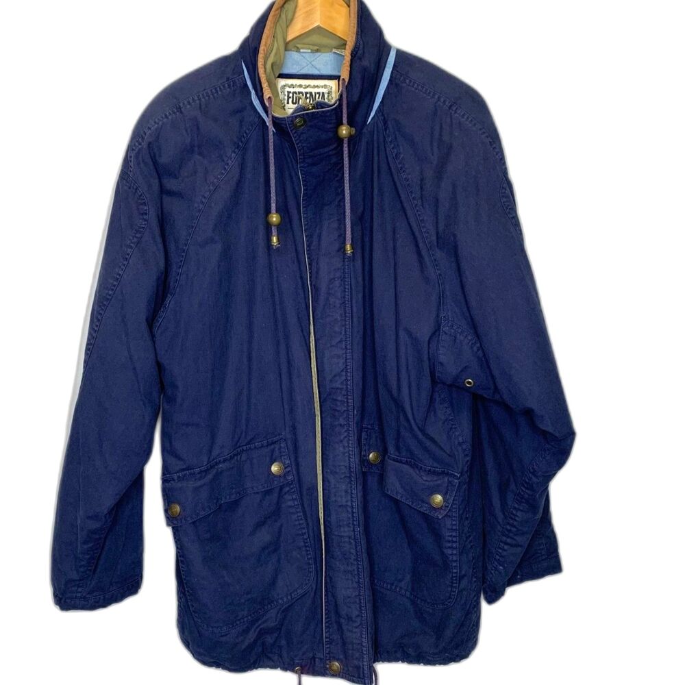 Mens Forenza Barn Coat Chore Work Hooded Leather‎ Trim Quilted Interior Medium
